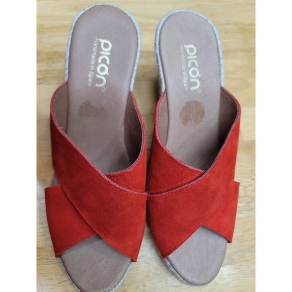 Picon Calzados Leather Espadrille Wedge Shoes WomensSize 8 Handmade in Spain NEW - Picture 2 of 6